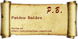 Patócs Balázs névjegykártya