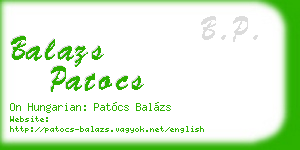 balazs patocs business card