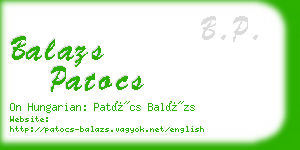 balazs patocs business card